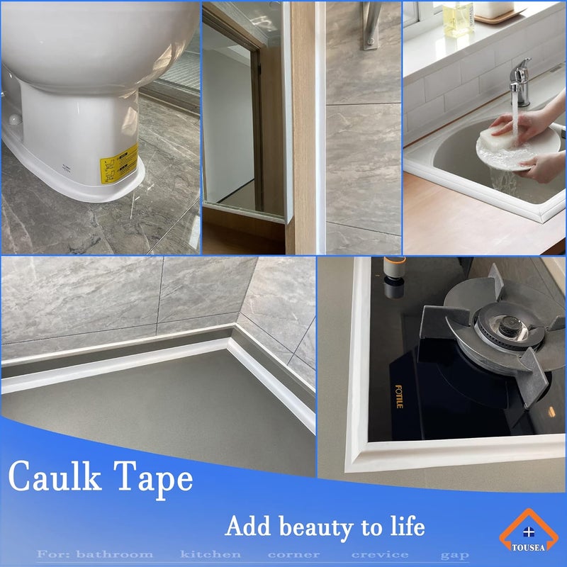 TOUSEA White Caulk Tape Waterproof Self Adhesive for Bath & Kitchen,Peel and Stick Caulk Strip Caulking Tape for Bathroom,Tub Surround,Toilet Bowl Stick,Kitchen Countertop (1.5" x 10.5Ft - Image 3